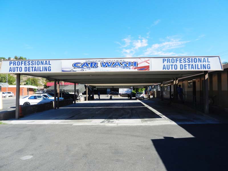 Water Wheel Car Wash entrance and drive-up