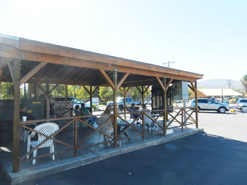 Outdoor waiting area with seating
